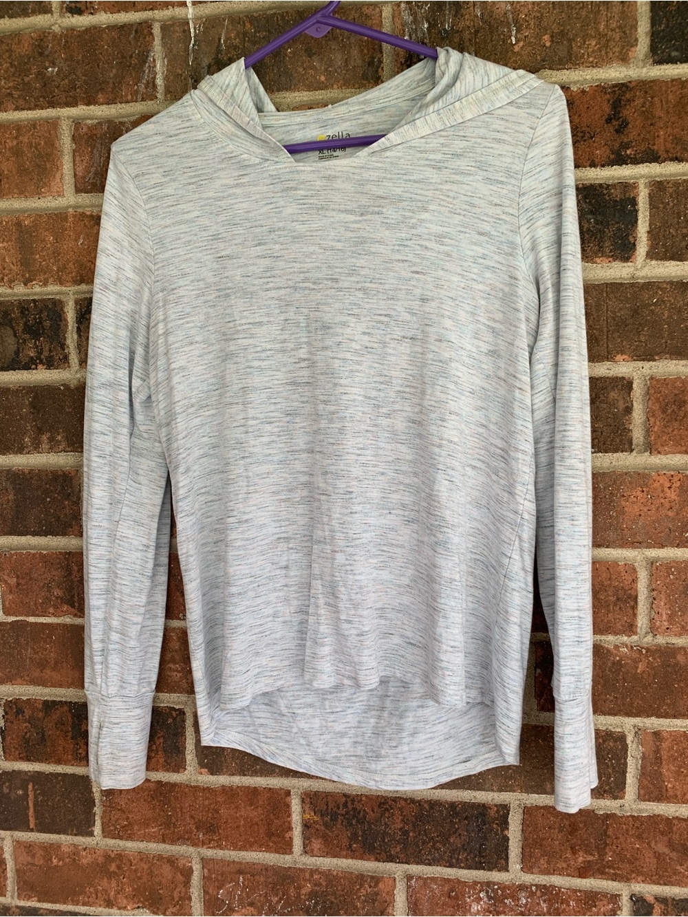 Zella Heathered Light Gray Hooded Crewneck